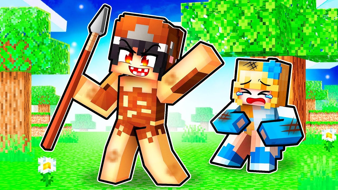 Playing Minecraft as a PROTECTIVE CAVEMAN DINOSAUR!