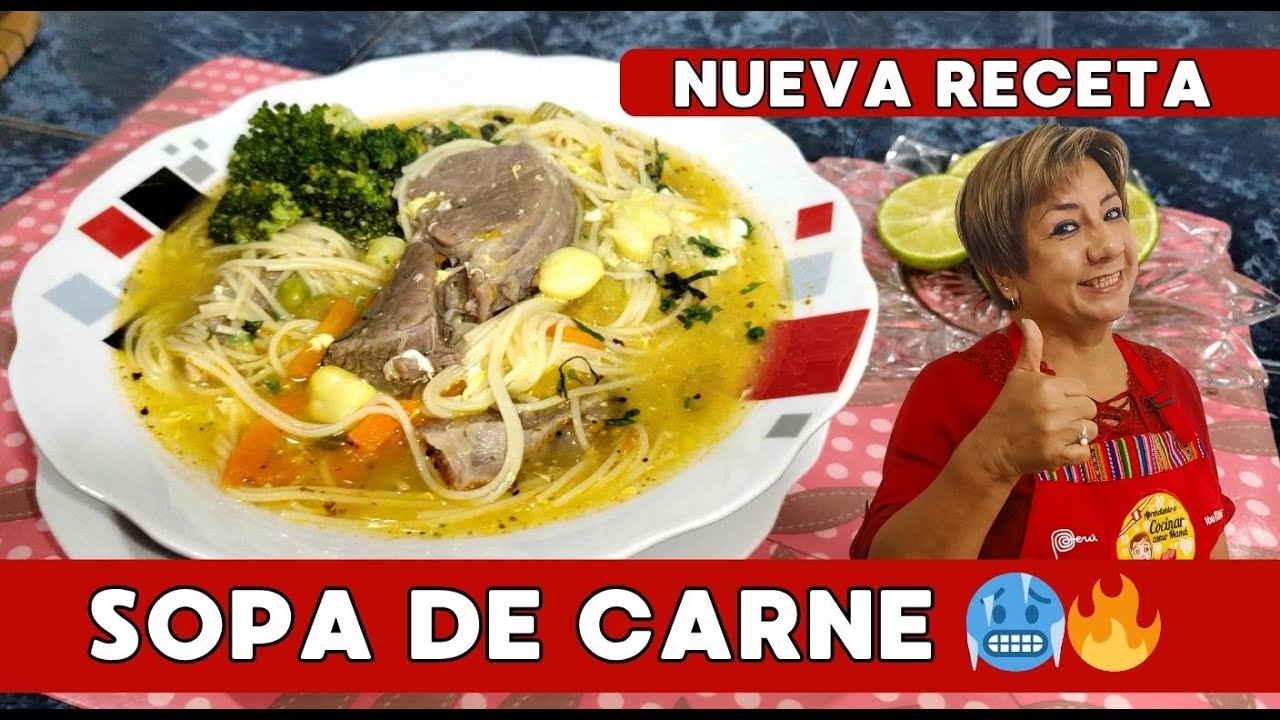 SOPA DE CARNE CASERA para el Frío 🥶 | Receta Fácil y Deliciosa al Estilo Peruano