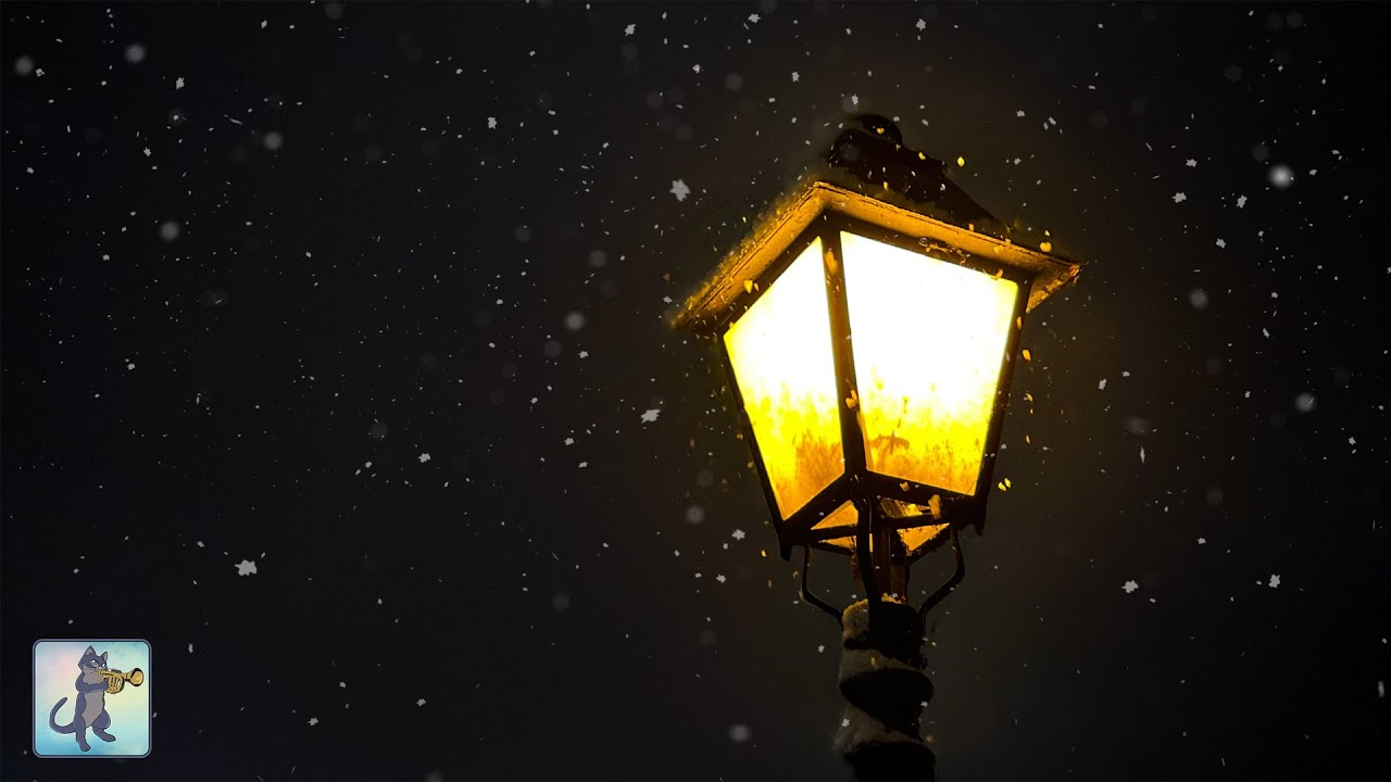 Snowy Street Lamp at Night (No Music) • 10 HOURS