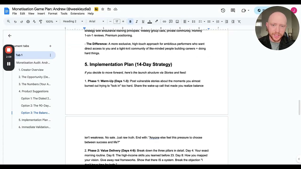 Andrew (weekleydial) Monetization Game Plan