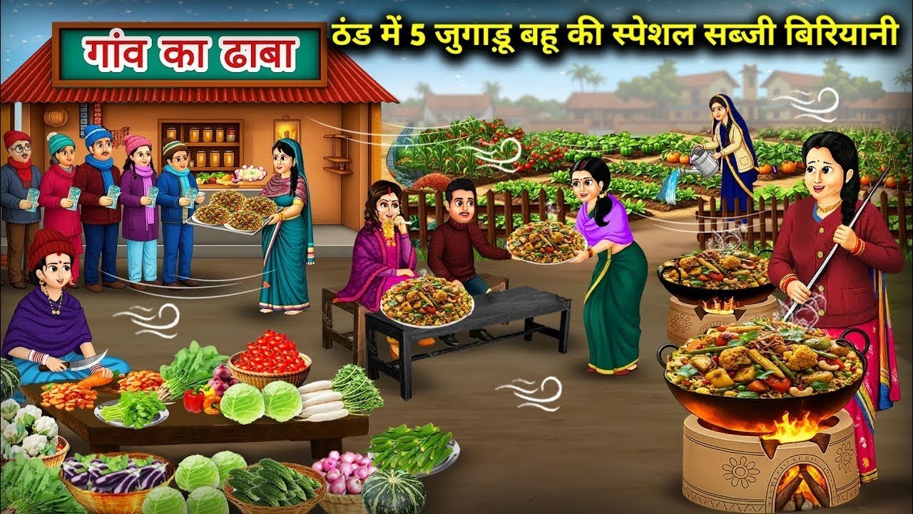 ठंड में 5 जुगाड़ू बहू की स्पेशल सब्जी बिरयानी  || Cartoon Stories || Hindi Cartoon Video || 