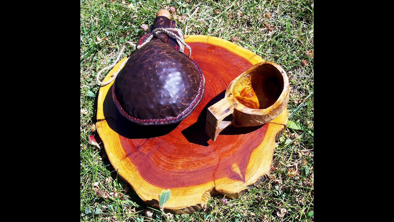 Leather Flask Making _ Leather water bottle _ bushcraft