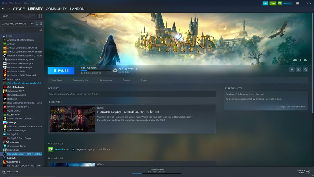 HOGWARTS LEGACY PRELOAD ON STEAM
