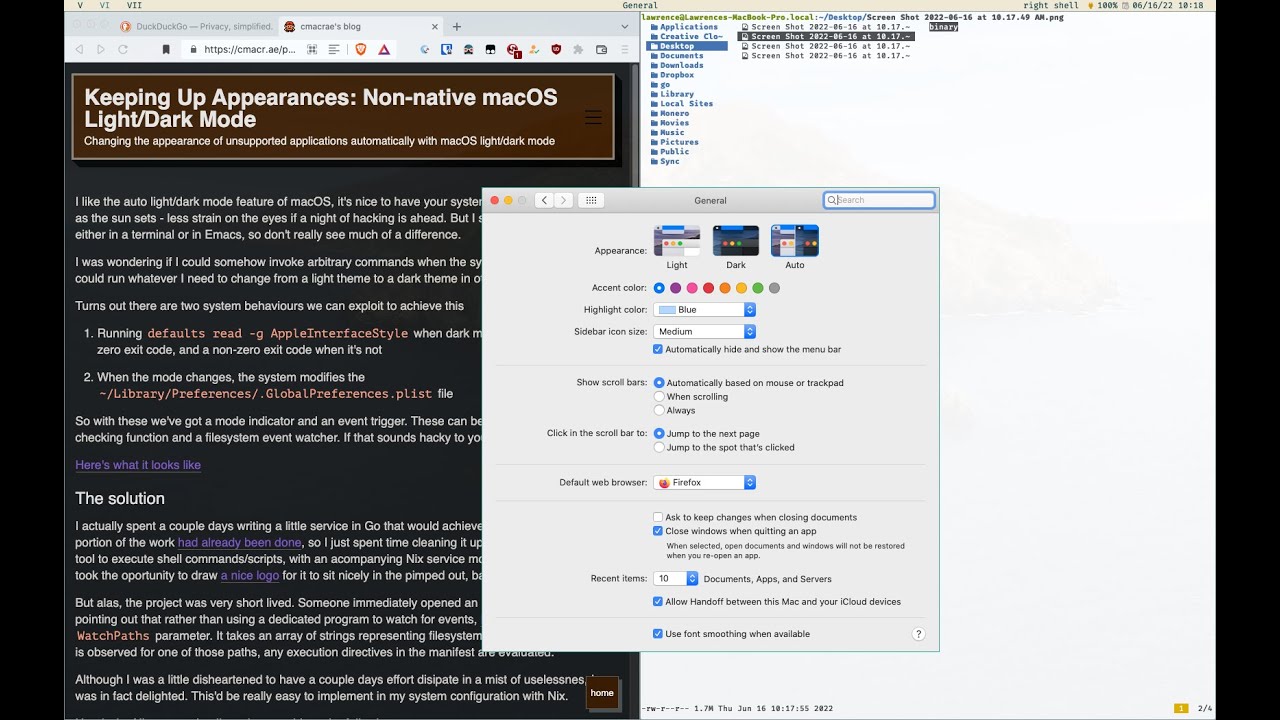 Automatic dark light theme change for MacOS 