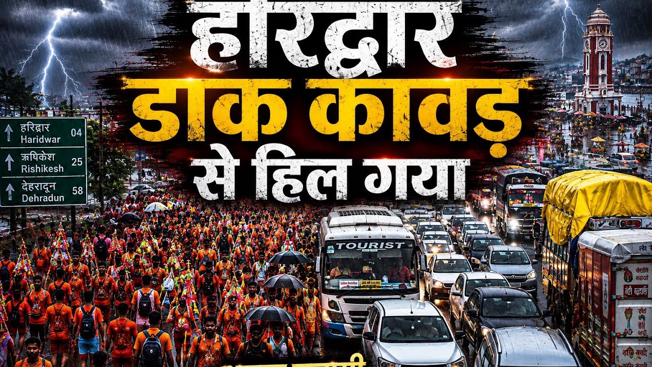 The saffron tsunami of the Dak Kavad (postal Kavad) arrived in Haridwar, shaking the city. All roads and ghats were jammed. Kavad Yatra 2026