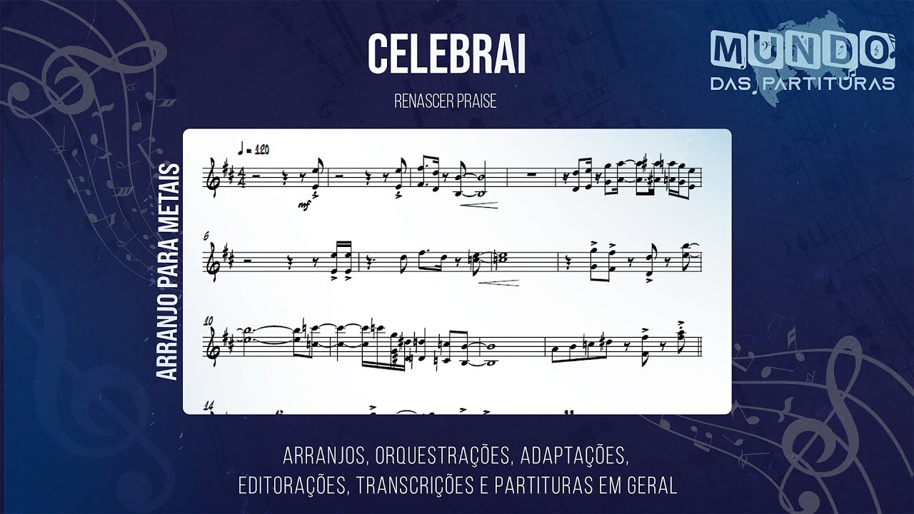 Celebrai - Renascer Praise 🎺 Partitura, Arranjo, Metais, Sax Alto, Sax Tenor, Trompete, Trombone🎼