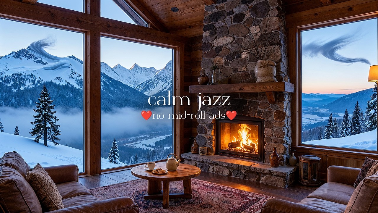 ❄️ Cozy Winter Jazz (NO MID-ROLL ADS) – Fireplace Comfort & Snowy Night Ambience