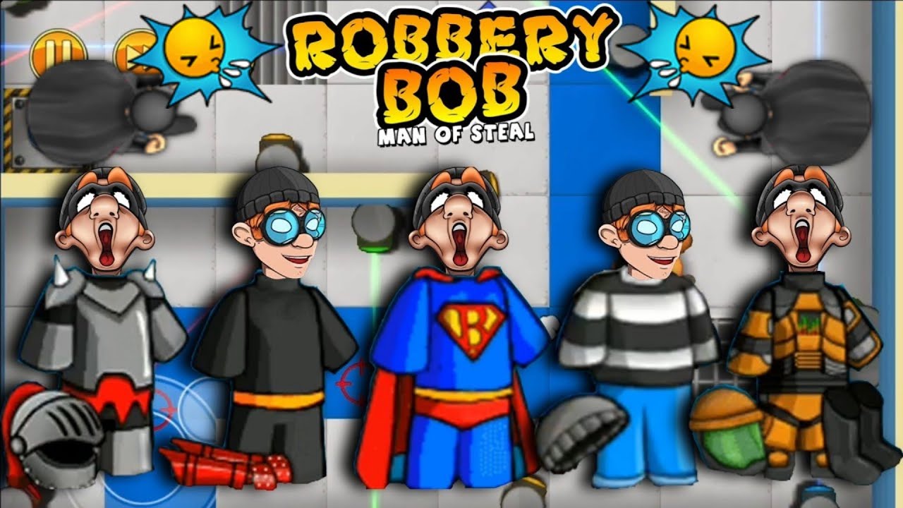 Robbery Bob - All Costumes Funny Video Game Part 163