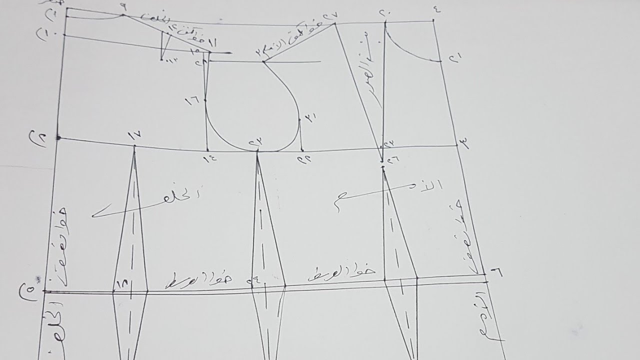 رسم الكورساج الاساسي للسيدات اهداء الي طالبات الصف الثالث الفني تخصص ملابس جاهزه