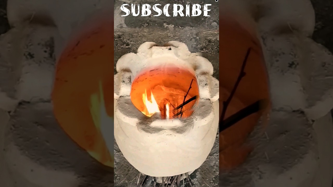 Primitive Wood Stove from Mud and Gas Cylinder | DIY Survival Skill #woodstove #shortvideo