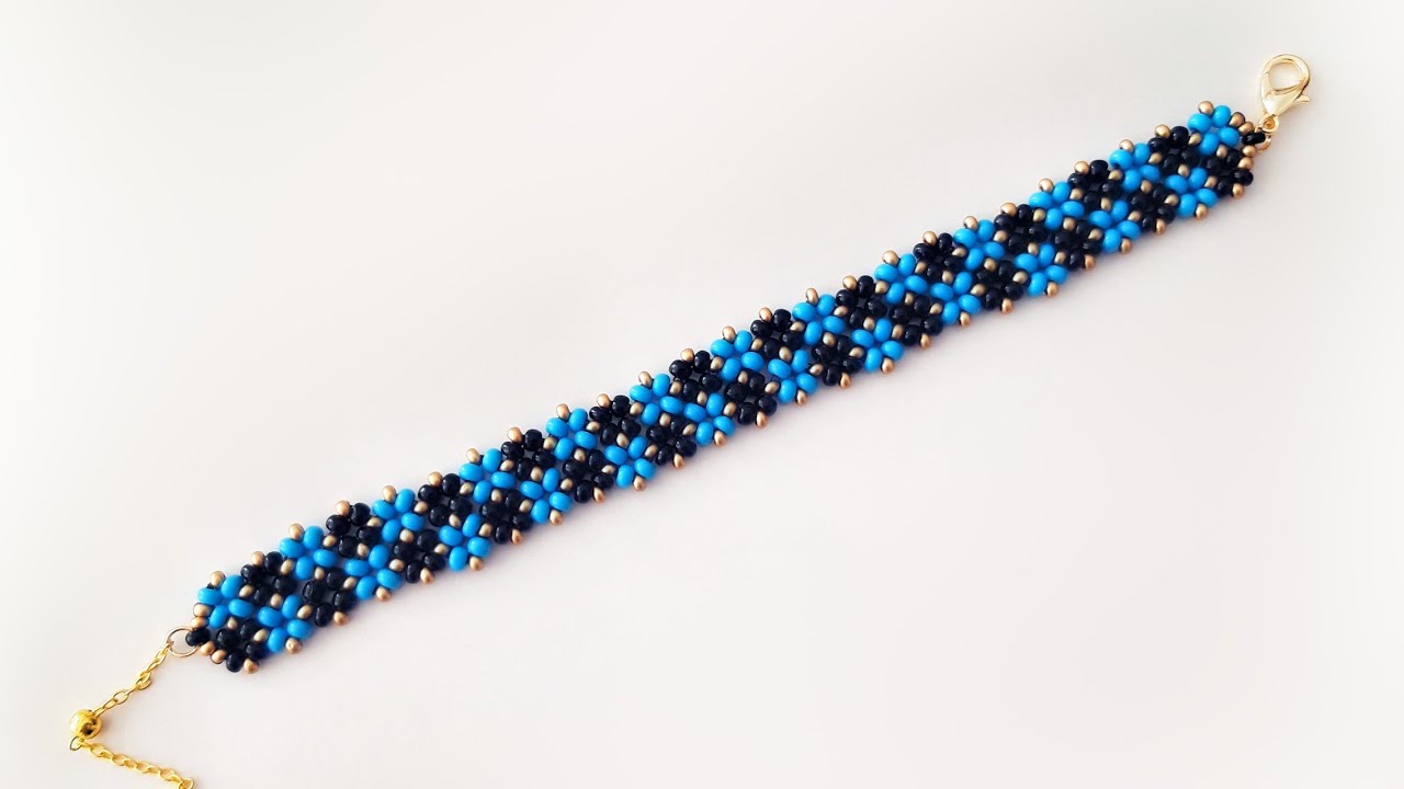 Kum Boncuktan Motifli Bileklik Yapımı. Türkçe Anlatımlı! Beaded Bracelet Making.