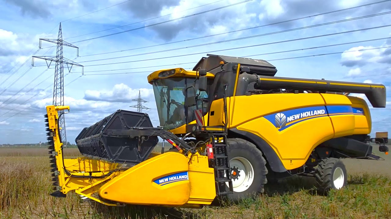 New Holland CR 6080 Harvester threshes hail damaged rapeseed in Bavaria 2025