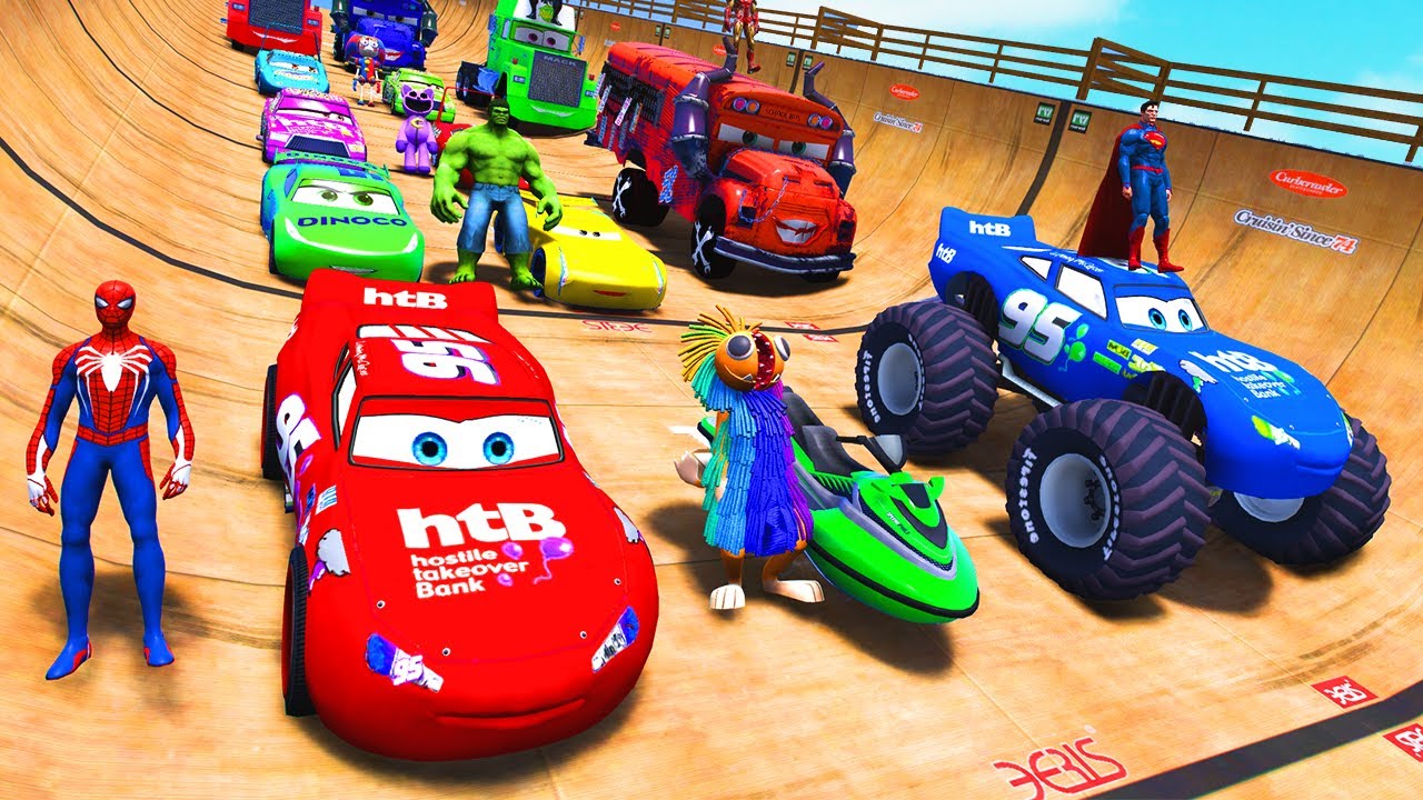 GTA V Epic New Stunt Race For Super Car Racing Challenge by Spider-man 2 and Friends #002