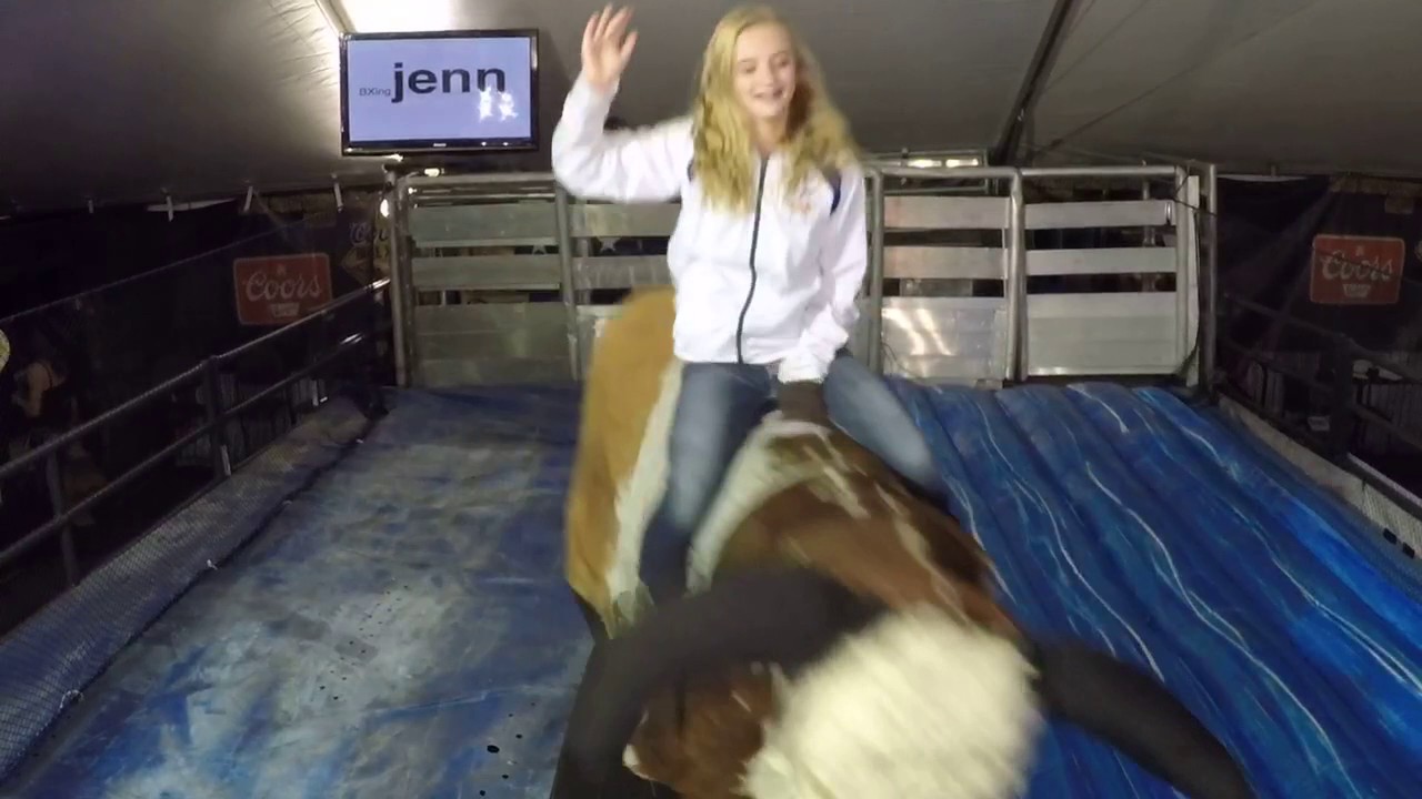 Jenna rides the Mechanical Super  Bull at the WNFR