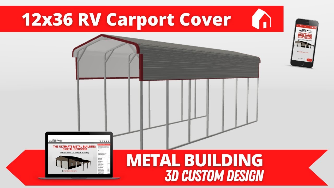 12x36 RV Carport Cover | Metal Building Construction | 3D Custom Design Tour