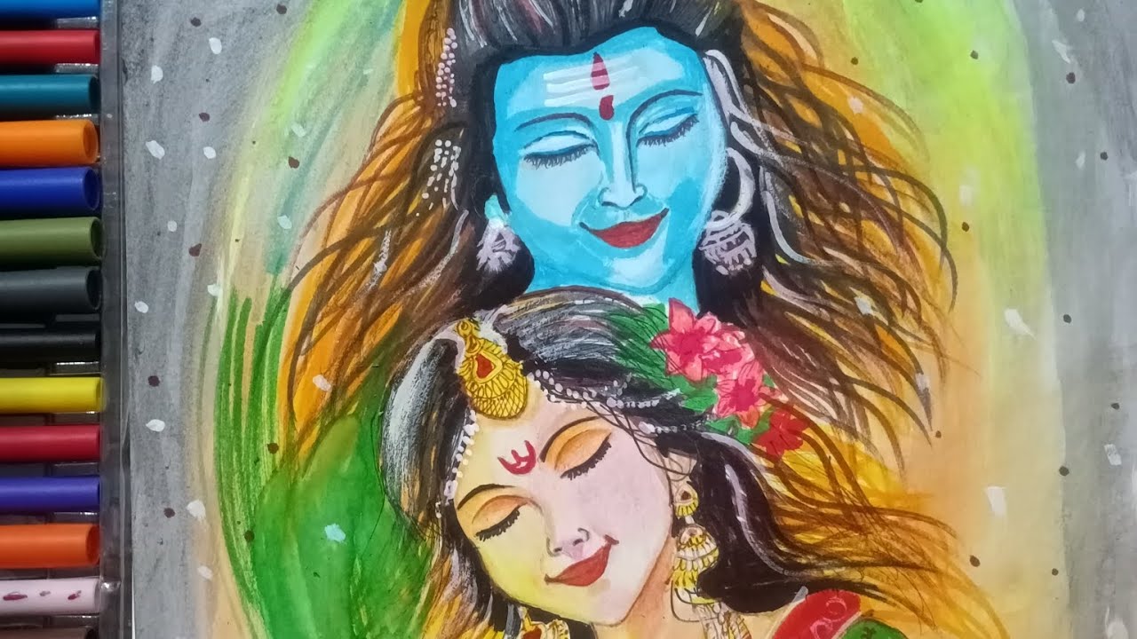 Mata parwati & mahadev easy step by step drawing #art  #painting #mahadev  #trending #viral #maa 