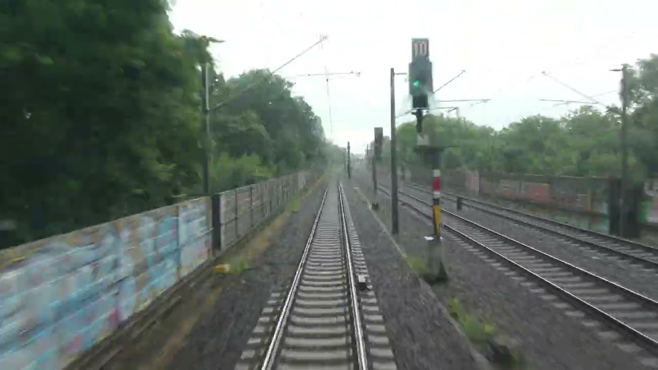 Cab ride train; Wunstorf-Lehrte West (via Hannover Hbf) (20240630; with rain; speed 5x)
