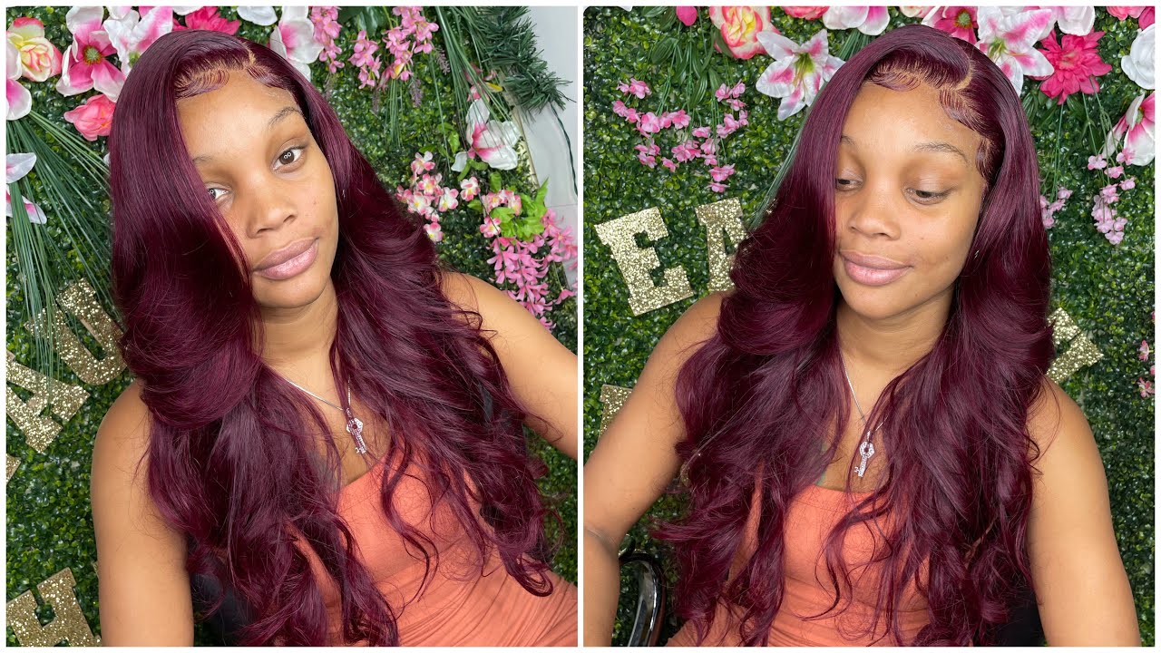 BEST PRE-COLORED BURGUNDY LACE WIG❤️| straight Wig Install with light layers & Curls| Unice Hair ❤️