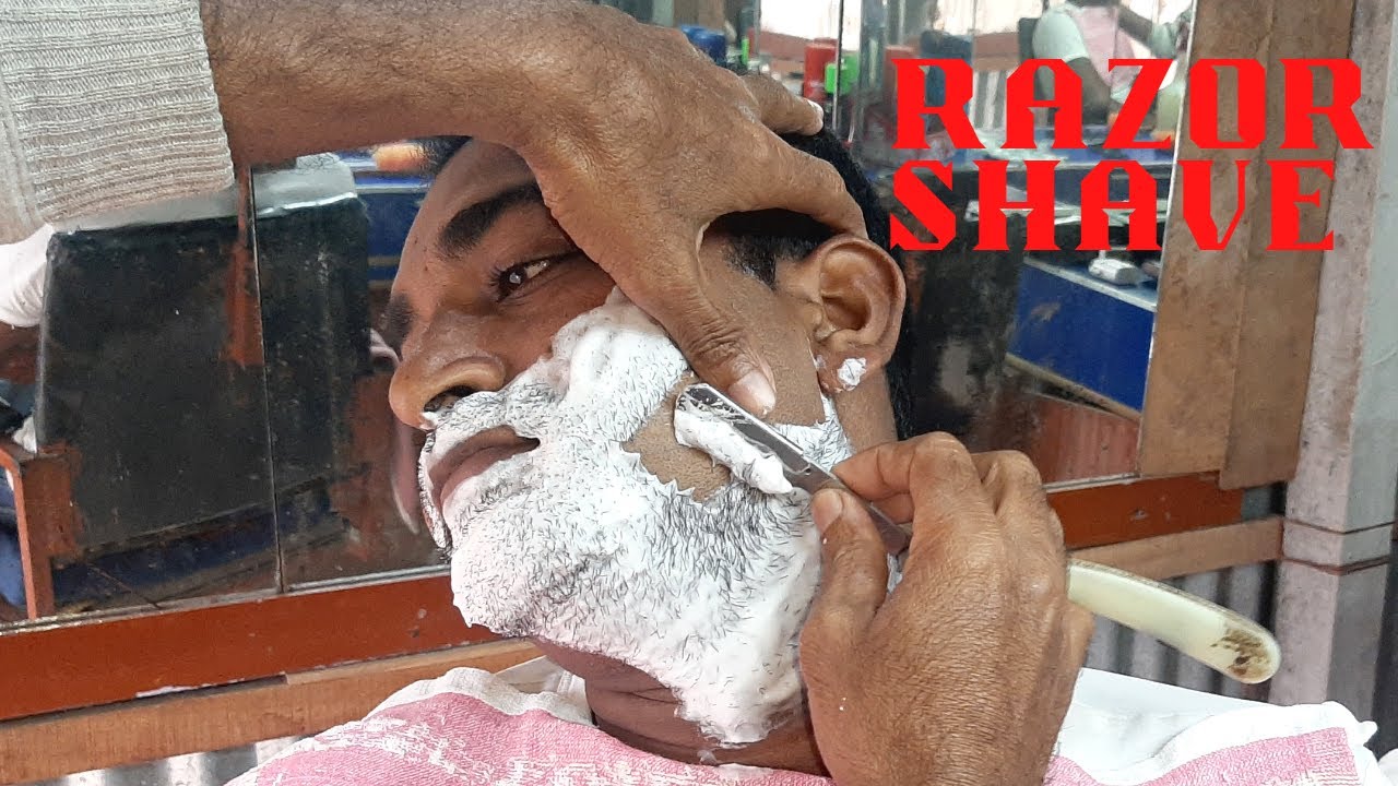 Straight Razor Shave|Beard Shave,Full Clean Face Shave & Head Massage By Indian Roadside Barber