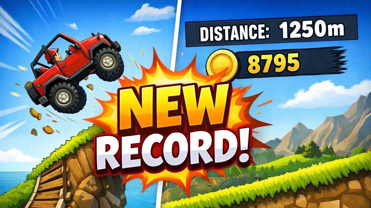 New record ! Hill climb racing game 🎮🏍️