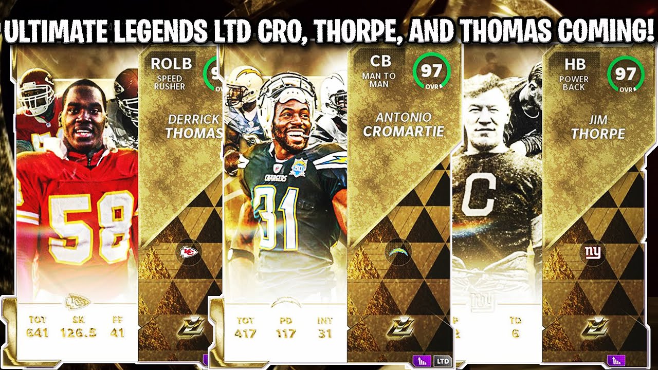 ULTIMATE LEGENDS LTD CROMARTIE, DERRICK THOMAS, AND THORPE COMING! | MADDEN 21 ULTIMATE TEAM