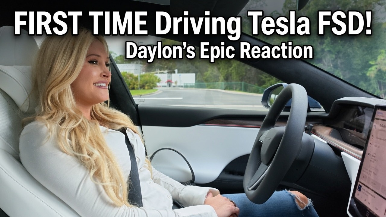 Her Epic First Drive in a Tesla with FSD &ndash; You Won't Believe This. She Didn't Believe This!