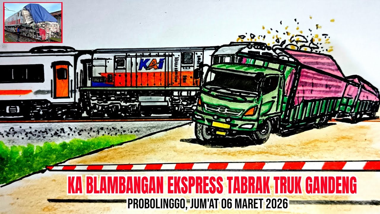 KA BLAMBANGAN EKSPRESS HANTAM TRUK GANDENG MUATAN TEPUNG DI PROBOLINGGO#keretaapi #tragedi 