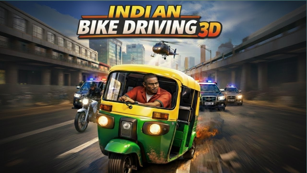 Indian Bike Driving 3D: Flying Auto vs Police Chase! 🛺✈️