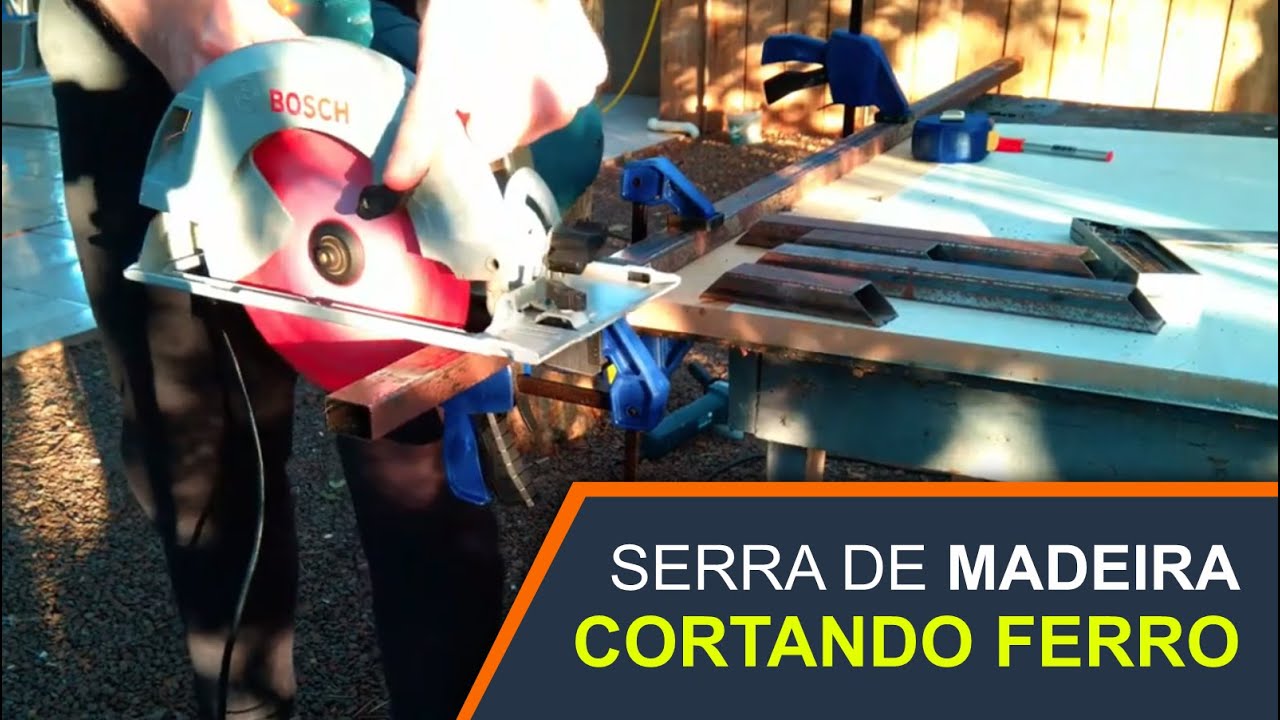 Cortando ferro com a serra circular manual (de madeira), disco Diablo