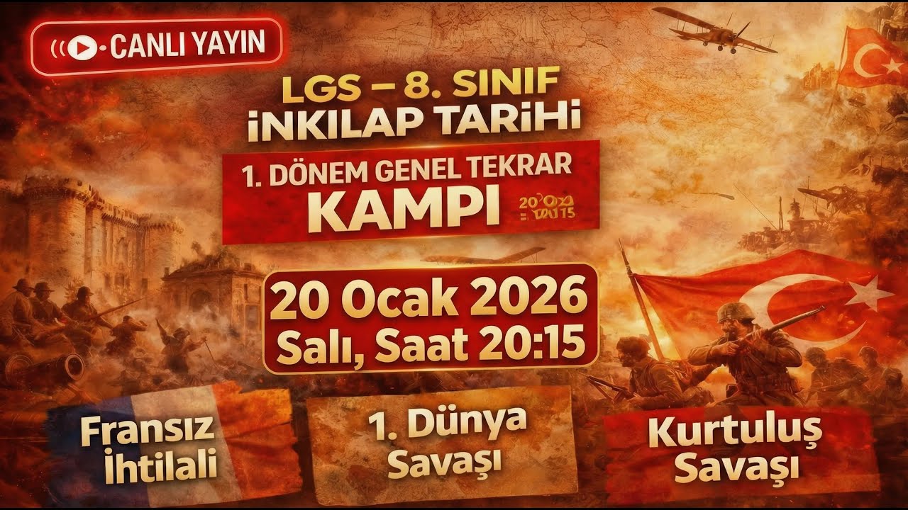 8. Sınıf İnkılap Tarihi Canlı Yayın | 1. Dönem Genel Tekrar Kampı  1. video