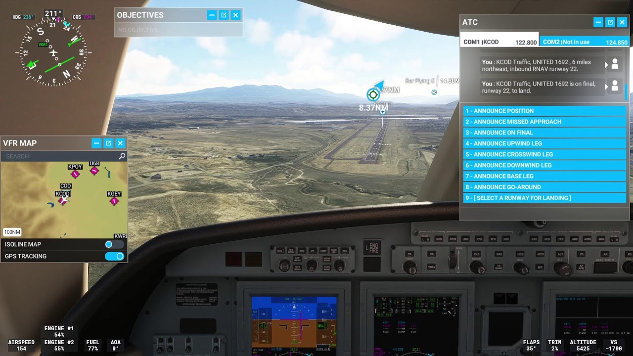 Microsoft Flight Simulator| Flying from KBTF to KCOD in the Cessna Citation CJ4