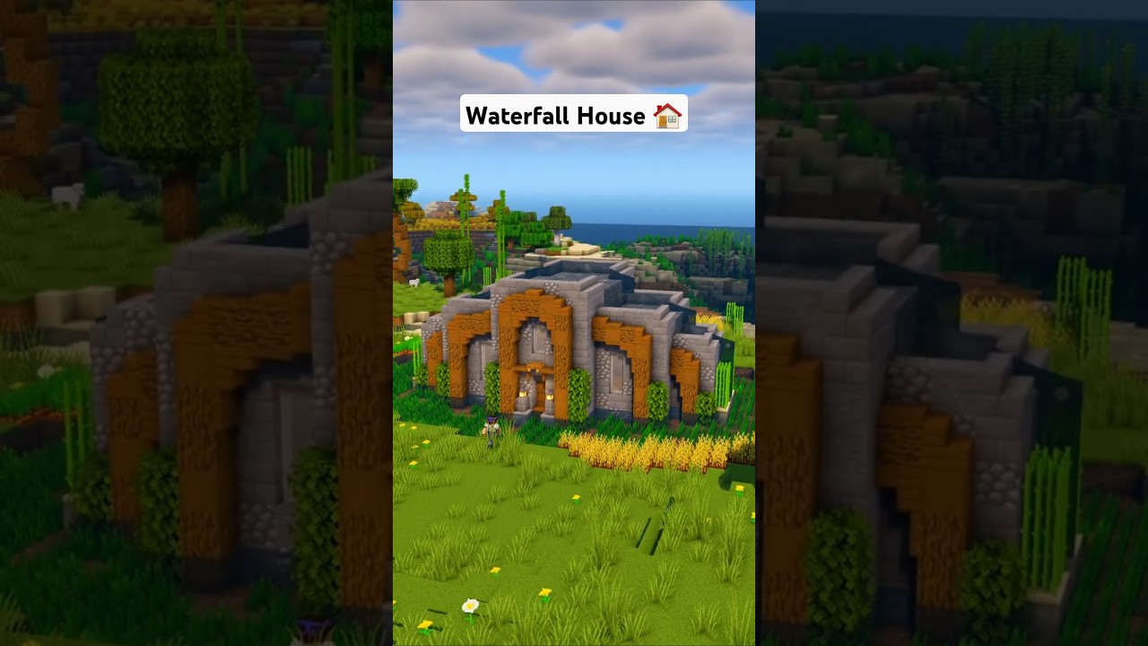 Minecraft Waterfall House Tutorial 🏠 #minecraft