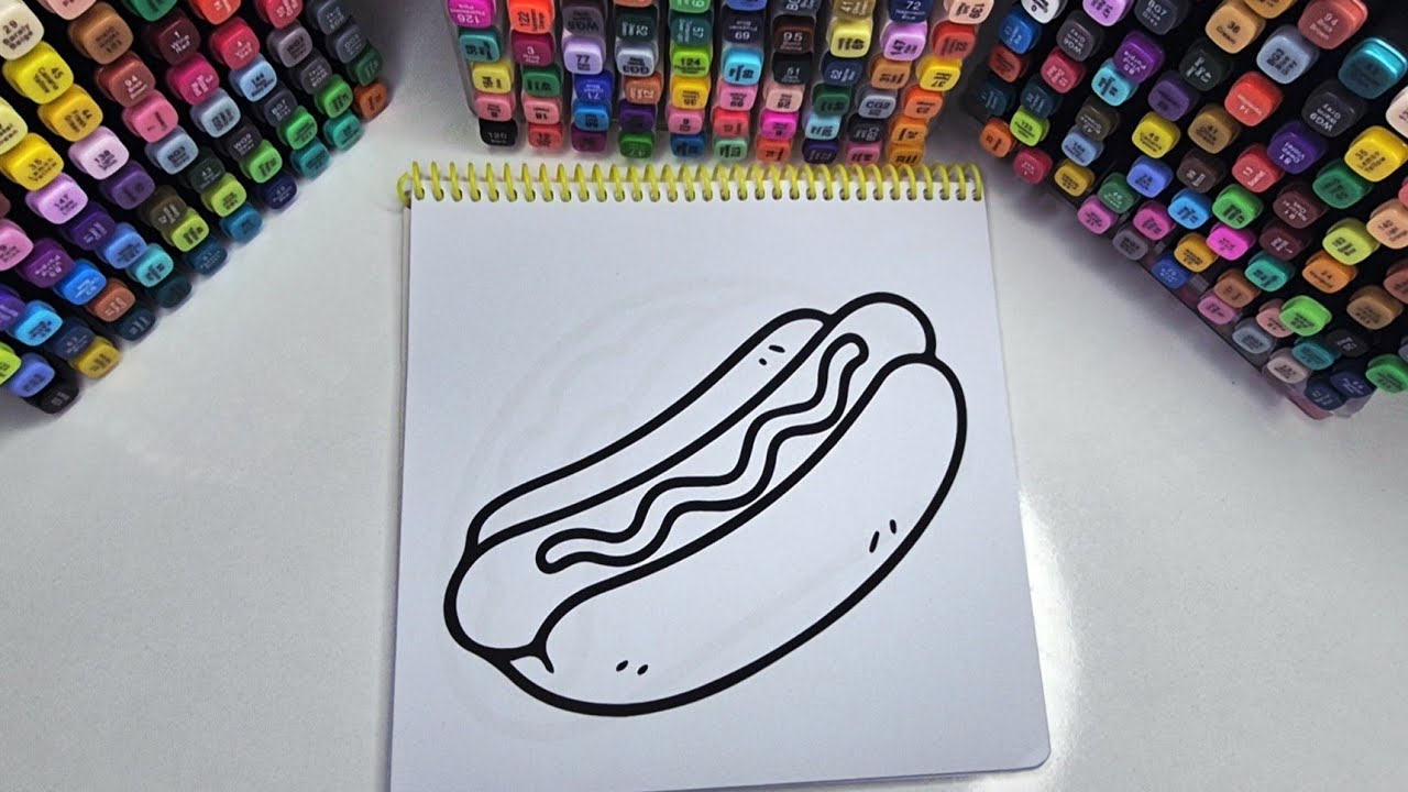 Satisfying Hot Dog Coloring | Cozy Calm Relaxing ASMR Marker Coloring 🌭