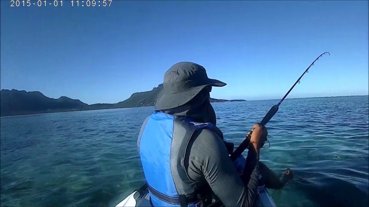 Inshore Kayak fishing - La Gaulette - Mauritius - Needle fish on line