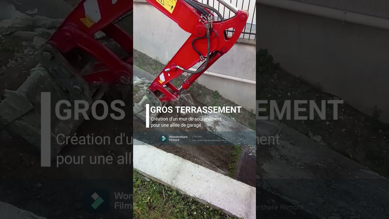 Gros Terrassement : création d'un mur de soutènement pour une allée de garage