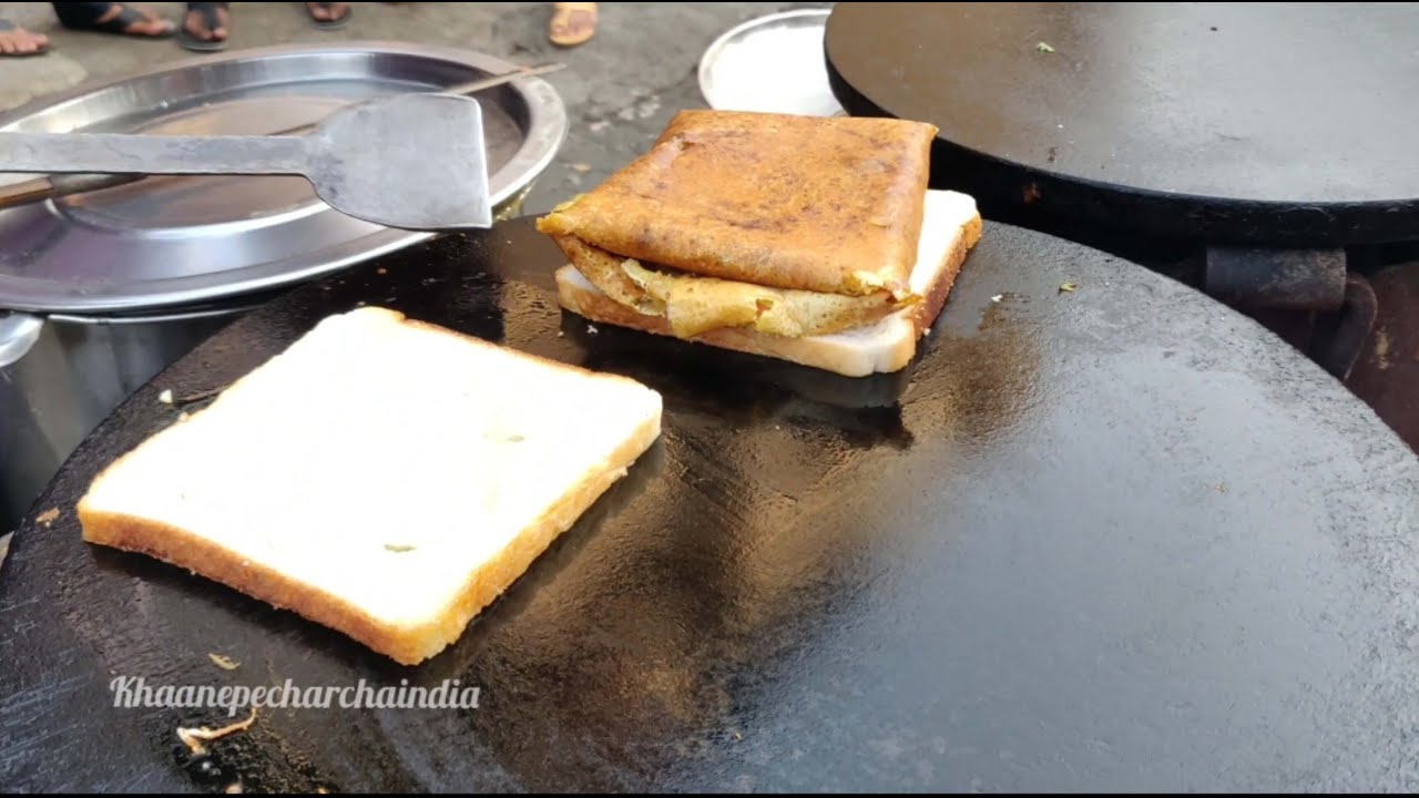 Borivali Famous Street Food Pudla Sandwich | Cheese Bread Pudla Recipe | Borivali Street Food