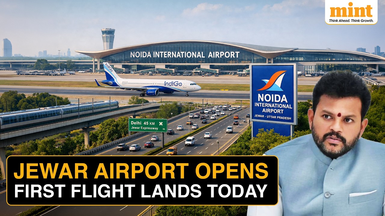 Noida Int'l Airport Begins Operations, First Flight Lands at Jewar | India's New Aviation Hub