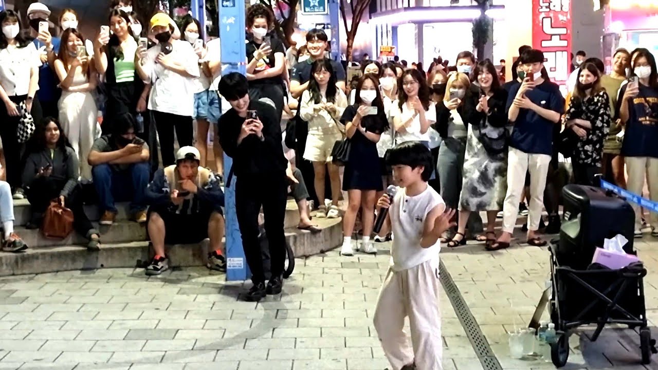 FRIDAY. HYOJIN. GUEST: CUTE LITTLE BOY. UNIQUE EXHILARATING INTERACTIVE BUSKING. HONGDAE STREET.