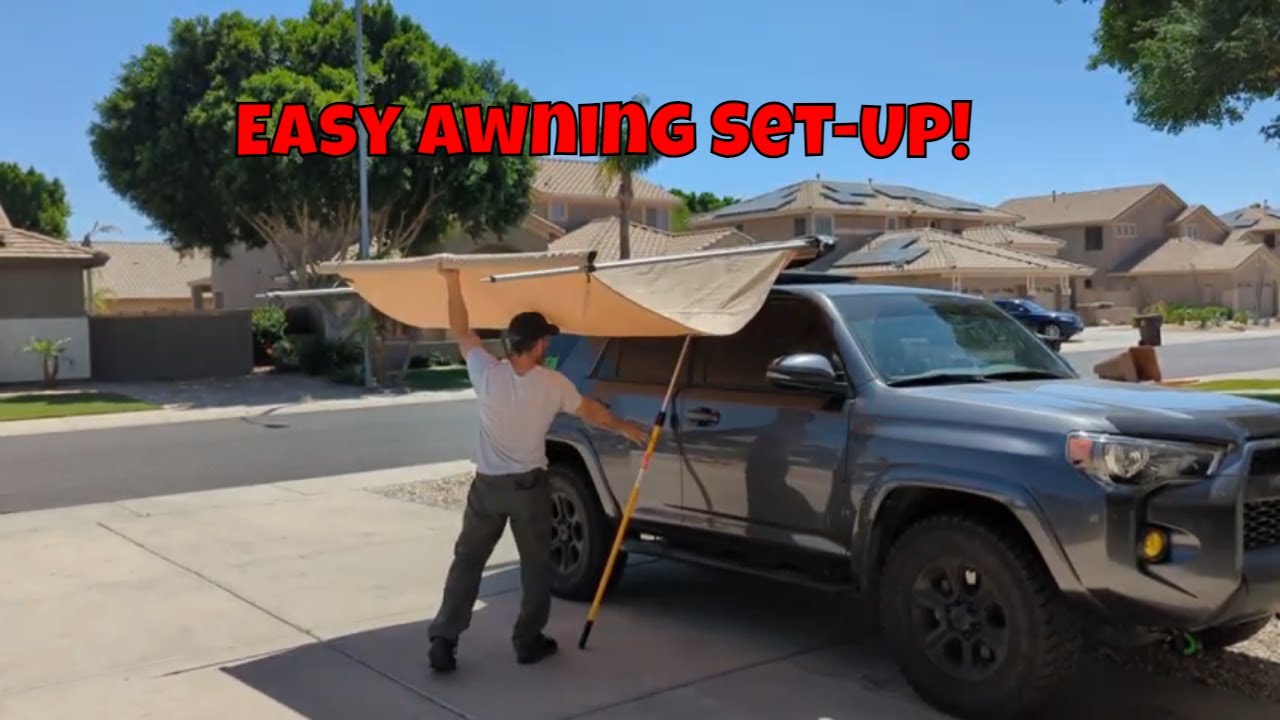 Cheap AWNING Hack! Setting up the Maxi-Trac Trick