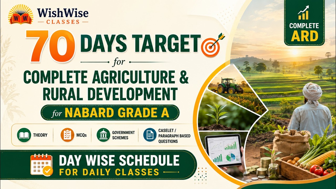 NABARD Grade A 2026- 70 Days Schedule | Agriculture and Rural Development | With Revision and MCQs