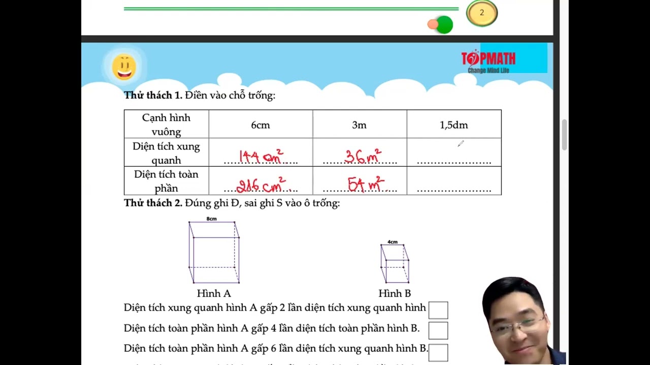 Toán 5 - Diện Tích xung quanh, diện tích toán phần hình lập phương [Cực Hay] |Thầy Sơn TopMath