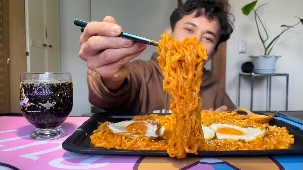 SPICY CREAMY BULDAK WITH 3 EGG || MUKBANG #3|| AJAYSHREESMAGAR
