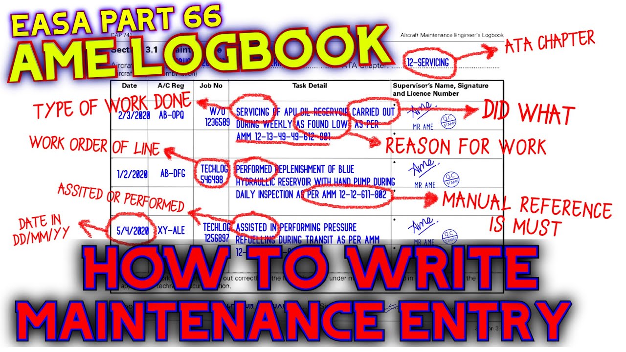 EASA PART 66 AME LOGBOOK | HOW TO MAKE MAINTENANCE ENTRY | HOW TO MAINTAIN AME LOGBOOK #amelogbook