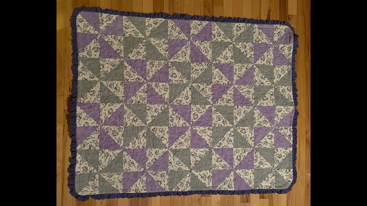 Pinwheel Block Baby Blanket with Ruffle - Complete Project in This Video