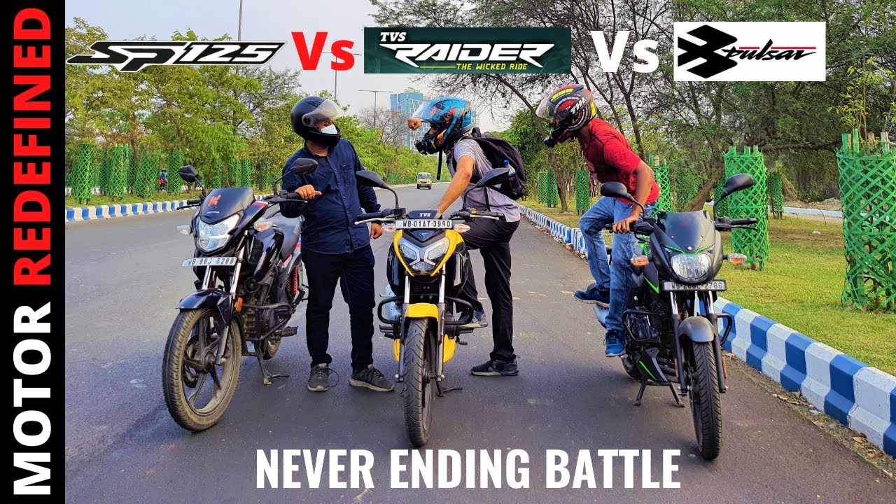TVS Raider 125 Vs Honda SP 125 Vs Pulsar 125 Drag Race | Top Speed Test | Performance Test.