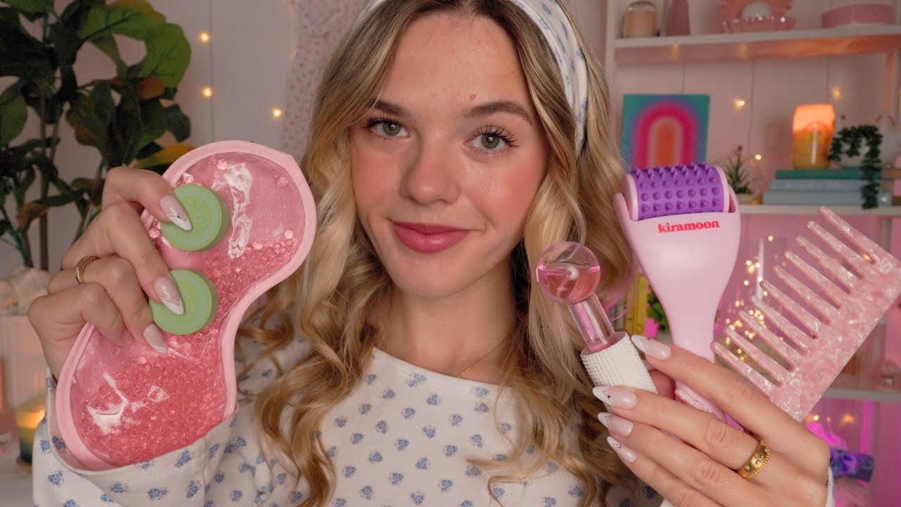 ASMR Scalp Massage & Skincare Pampering For Headache Relief 🥒🌸 (+overlay sounds)