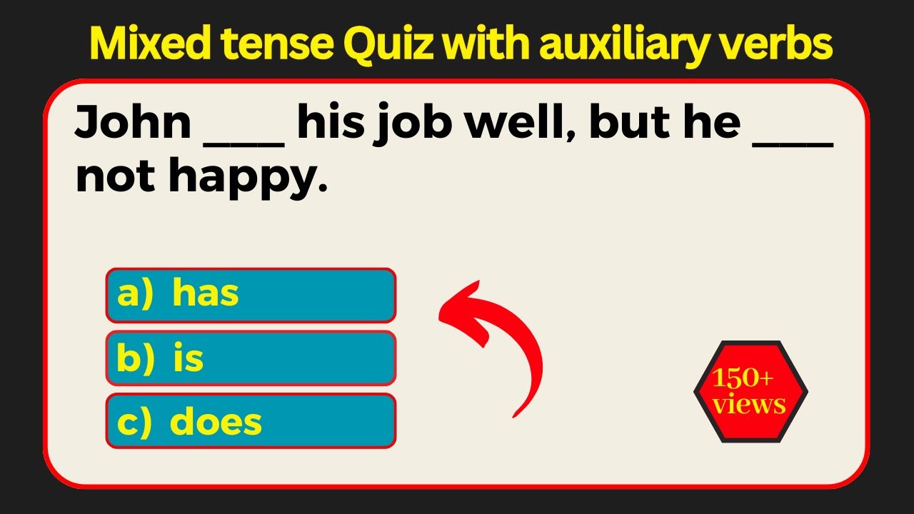 English grammar test with mixed auxiliary verbs | 20+Grammar Quiz