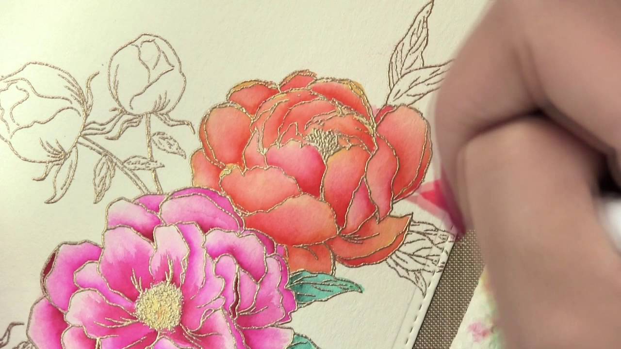 Zig Marker Watercoloring Peonies Tutorial (2 of 2)