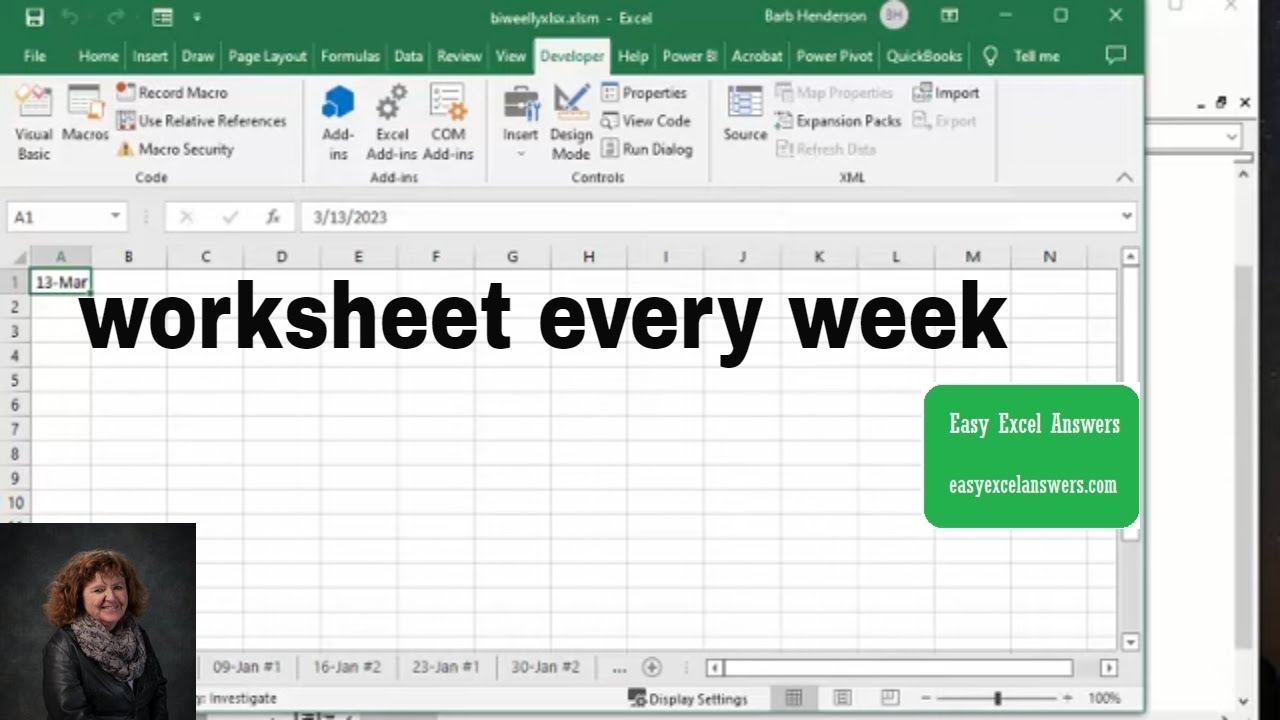 Create a new worksheet for every week in Excel