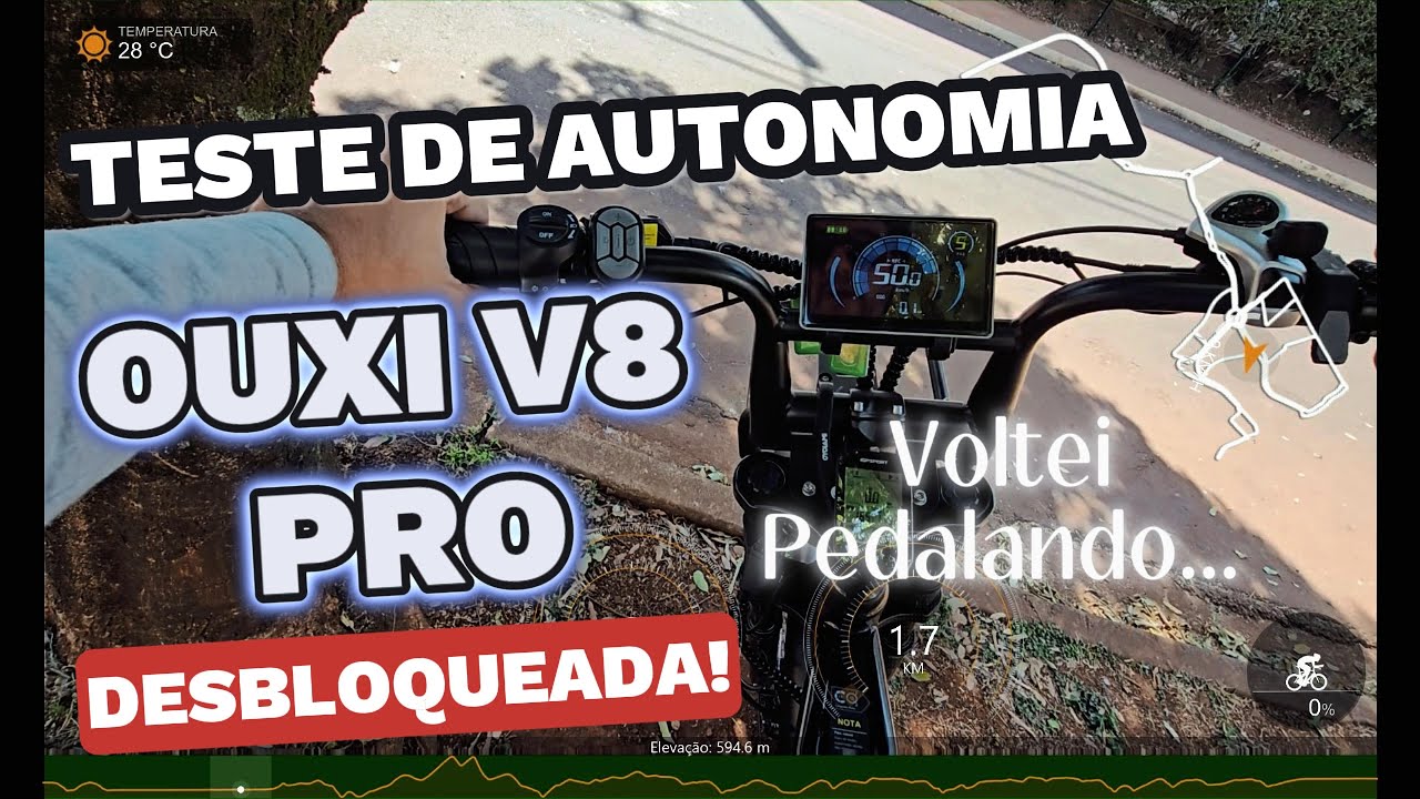 Ouxi V8 PRO 1000W - Teste de Autonomia DESBLOQUEADA / SUBIDAS / Voltei pedalando na subida!